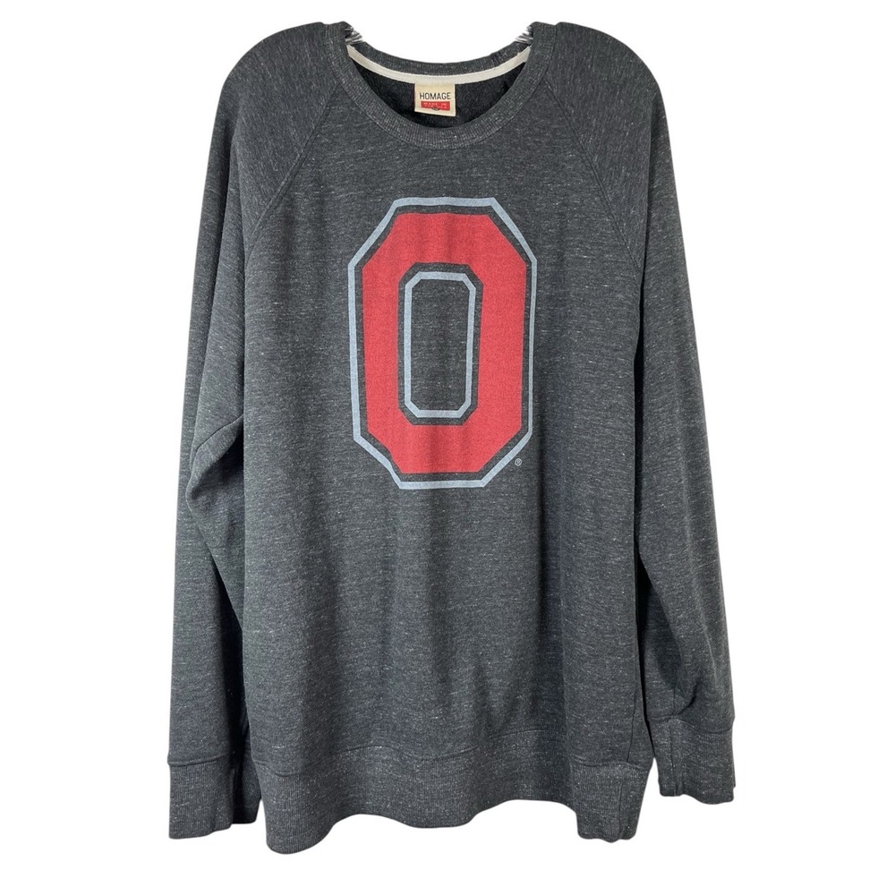HOMAGE Sz 2XL Sweatshirt Ohio State Buckeyes Fight Block O Dark Gray Made in USA